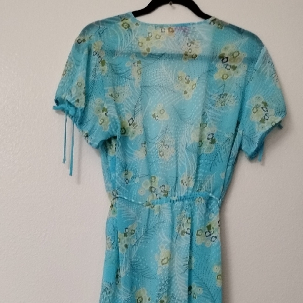 Oscar de la Renta Pink Label Aqua Floral Dress - Picture 7 of 9
